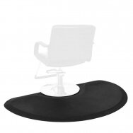 Juodas puslankio formos kirpėjo-barberio salono kėdės grindų kilimėlis