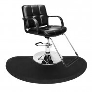 Juodas puslankio formos kirpėjo-barberio salono kėdės grindų kilimėlis
