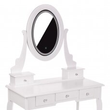 Makiažo staliukas KARI su LED veidrodžiu ir kėdute, baltos spalvos