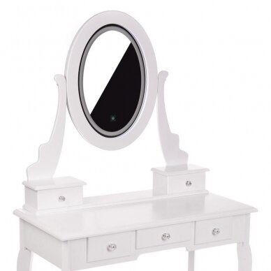Makiažo staliukas KARI su LED veidrodžiu ir kėdute, baltos spalvos 1