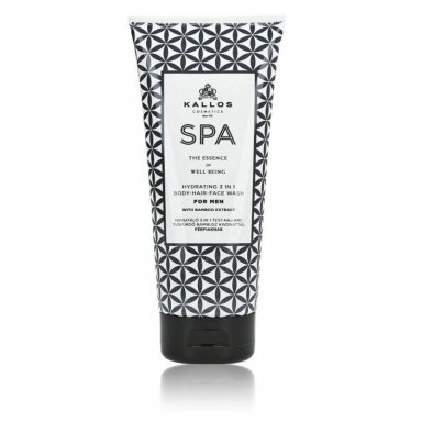KALLOS SPA 3in1 Body-Hair-Face Wash drėkinamasis kūno prausiklis vyrams, 200 ml.