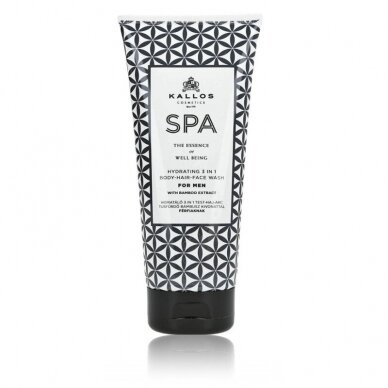 KALLOS SPA 3in1 Body-Hair-Face Wash drėkinamasis kūno prausiklis vyrams, 200 ml. KALLOS SPA 3in1 Body-Hair-Face Wash drėkinamasis kūno prausiklis vyrams, 200 ml.