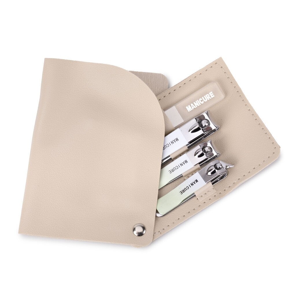 Travel manicure and pedicure tool set BEIGE, 4 pcs Travel manicure and pedicure tool set BEIGE, 4 pcs