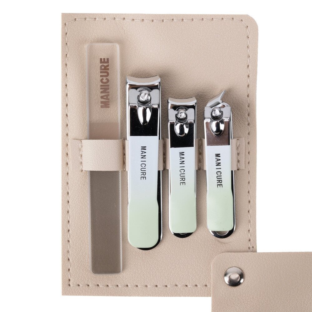 Travel manicure and pedicure tool set BEIGE, 4 pcs 4