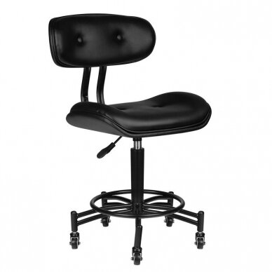 Professional craftsman chair for beauty salon with wheels GABBIANO FLORENCIJA, black color