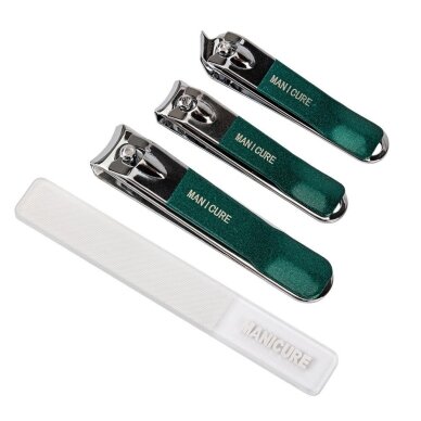 Travel manicure and pedicure tool set GREEN, 4 pcs 1