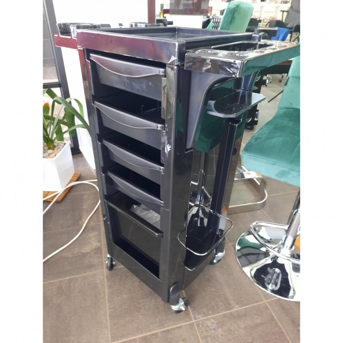 Professional hairdressing trolley MOVE COLOR BRUSH, black color 1 Professional hairdressing trolley MOVE COLOR BRUSH, black color 1