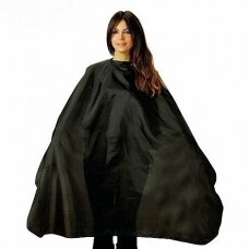 Gown for hairdressing procedures, black color with snap buttons
