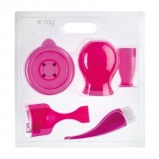 Hairdresser's tool set for hair coloring, 7 pcs., pink color