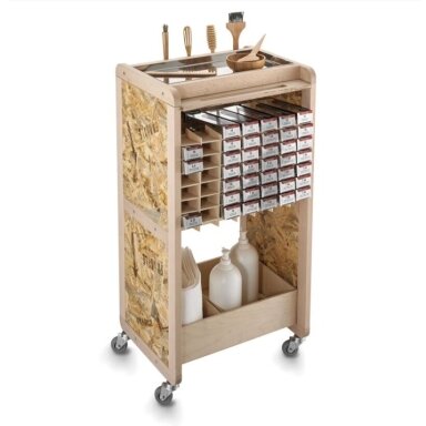 Professional hairdressing trolley with pull-out shelf TIMBER COLOR, wood color Professional hairdressing trolley with pull-out shelf TIMBER COLOR, wood color