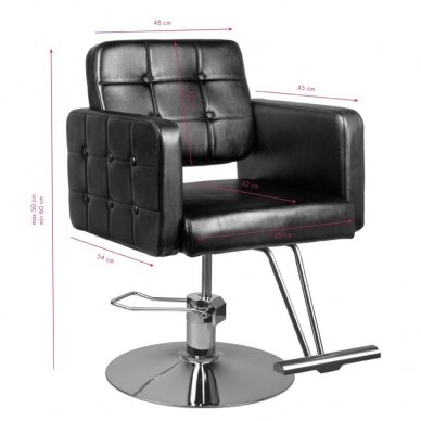 Профессиональное парикмахерское кресло с ножкой HAIR SYSTEM 90-1, черного цвета 4