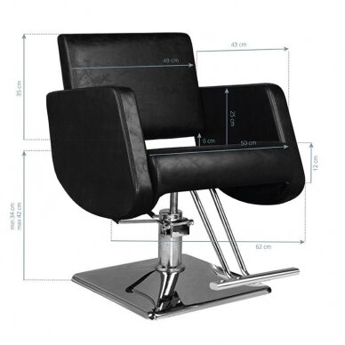 Profesionali kirpyklos kėdė HAIR SYSTEM SM376, juodos spalvos 4
