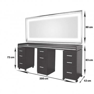 Kirpyklos / salono konsolė AMEA, matinis arba blizgus paviršius (+LED apšvietimas) 2