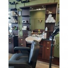 Profesionali kirpyklos ir barberių salonų konsolė/veidrodis ECONOMY su galvos plautuve