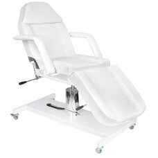 Professional hydraulic cosmetology chair-bed on wheels, white color