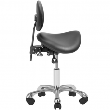 Profesionali kosmetologinė meistro kėdutė 1025 GIOVANNI balno tipo, su reguliuojamu sėdynės kampu bei atlošu, juoda