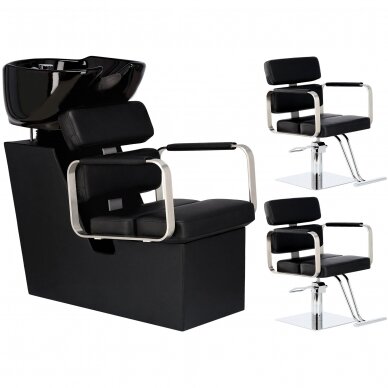 Hairdressing furniture set: professional hairdressing head wash + 2x barber hydraulic chairs CALISSIMO