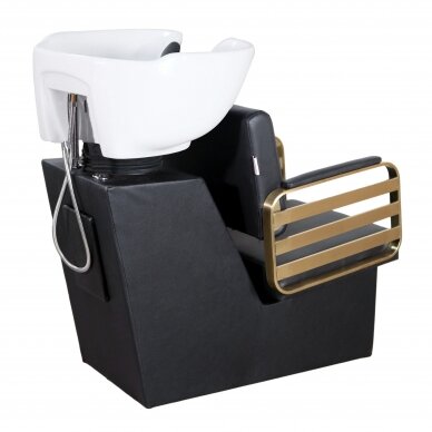 Kirpyklos baldų komplektas: profesionali galvos plautuvė + 2x LUKE kirpėjo hidraulinės kėdės CALISSIMO 2