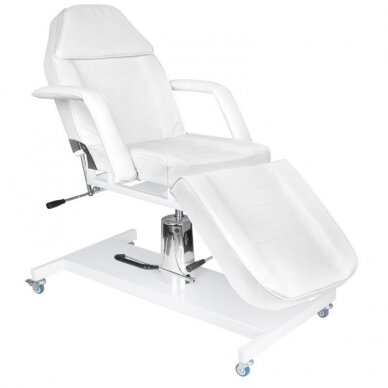 Profesionali hidraulinė kosmetologinė kėdė-lova su ratukais, baltos spalvos 1