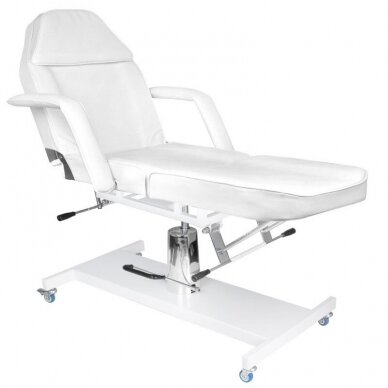 Professional hydraulic cosmetology chair-bed on wheels, white color 2