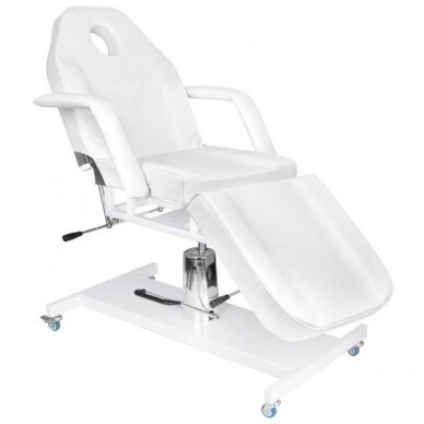 Professional hydraulic cosmetology chair-bed on wheels, white color 3