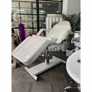 Profesionali kosmetologinė hidraulinė lova/gultas A210D su reguliuojamu sėdynės kampu, baltos spalvos 6