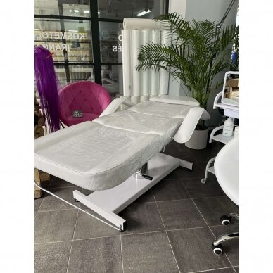 Profesionali kosmetologinė hidraulinė lova/gultas A210D su reguliuojamu sėdynės kampu, baltos spalvos 8