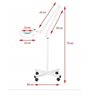 Profesionali kosmetologinė LED lempa - lupa S4 su stovu, baltos spalvos 5