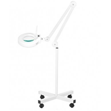 Profesionali kosmetologinė LED lempa - lupa S4 su stovu, baltos spalvos