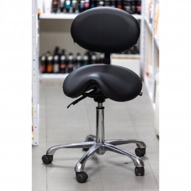 Profesionali meistro kėdė- balnas kosmetologams 1025 GIOVANNI su reguliuojamu sėdynės kampu bei atlošu, juodos spalvos 4