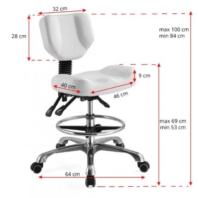 Professional cosmetology chair with backrest A-4299, white color 1 Professional cosmetology chair with backrest A-4299, white color 1