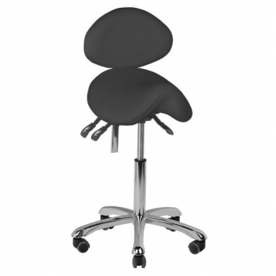 Profesionali meistro kėdė- balnas kosmetologams 1025 GIOVANNI su reguliuojamu sėdynės kampu bei atlošu, juodos spalvos 2