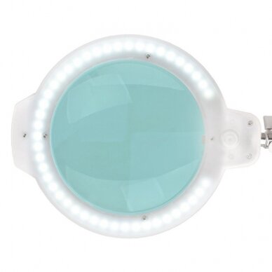 Profesionali kosmetologinė LED lempa - lupa MOONLIGHT 8012/5 tvirtinama prie paviršių, baltos spalvos