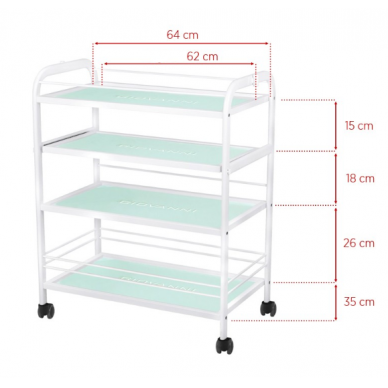 GIOVANNI CLASSIC TYP 1015 professional cosmetology trolley with pull-out shelf 2