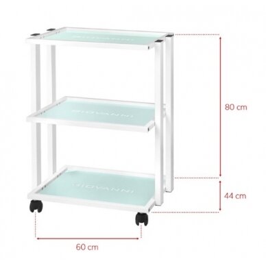 GIOVANNI CLASSIC TYP 1041 professional cosmetology trolley with a wide surface with a place for lamps and magnifiers 3