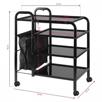 Professional trolley for tattoo and permanent makeup artists PRO INK 1031, black color (exhibition) 8