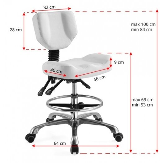 Professional cosmetology chair with backrest A-4299, white color 1 Professional cosmetology chair with backrest A-4299, white color 1