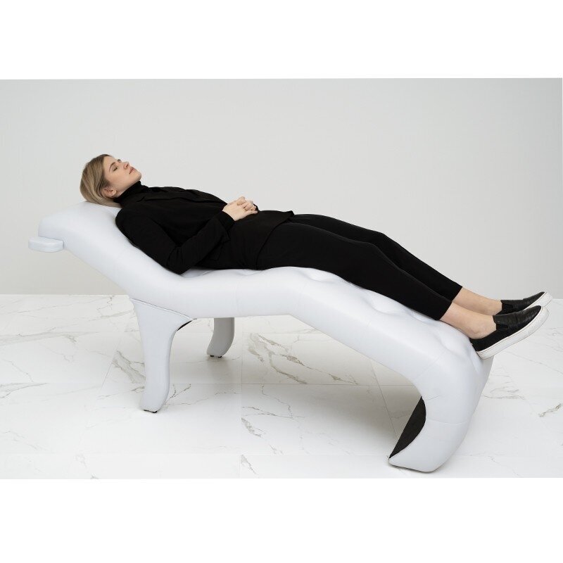 Couch for cosmetic and lashes treatments / white artificial leather 1 Couch for cosmetic and lashes treatments / white artificial leather 1