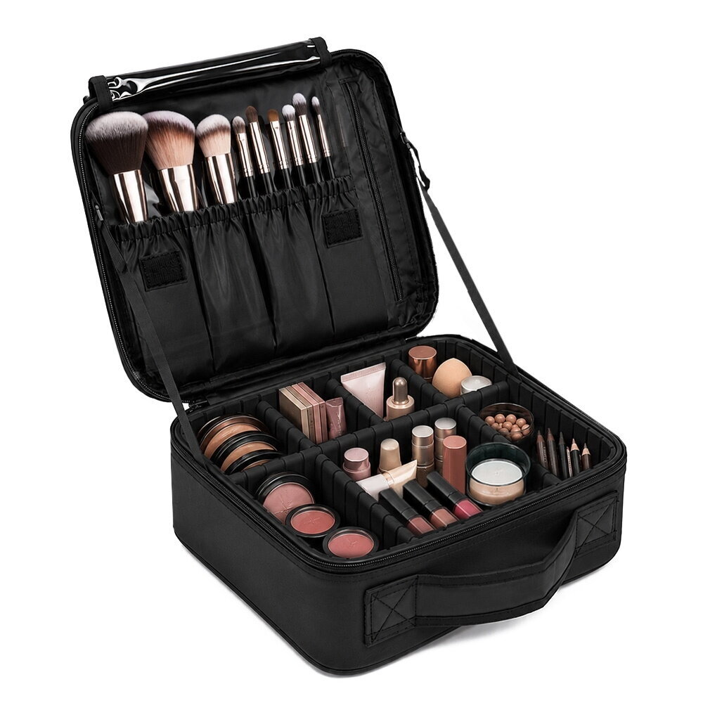 Kosmetikos lagaminas su skyriais, juodos spalvos 1