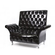 Professional waiting sofa AISTRA, black patent leather