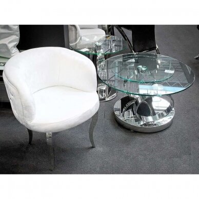 Deluxe living room/lounge chair, white luminous velor 2