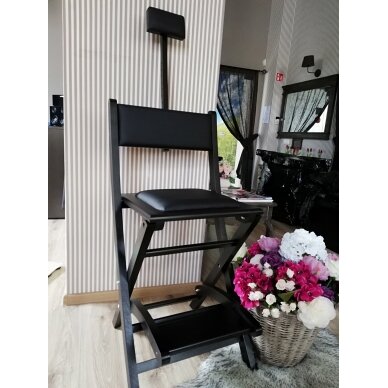 Liukso klasės profesionali medinė makiažo kėdė, juodos spalvos 6