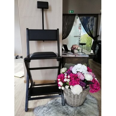 Liukso klasės profesionali medinė makiažo kėdė, juodos spalvos