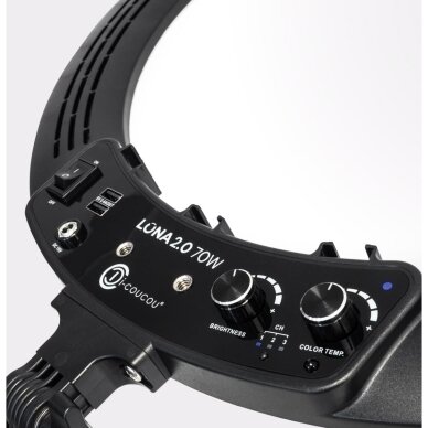 LUNA 2.0 profesionali galinga LED makiažo lempa grožio meistrams su šviesos reguliavimu + stovas (70 W) 4