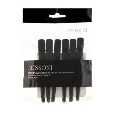 LUSSONI HR ACC CARBON CLIPS WITH BAND hairdressing hair clips-clips 6 pcs. 2