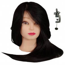 Manekeno galva su 100% natūraliais juodais plaukais, ilgis 50-55 cm.