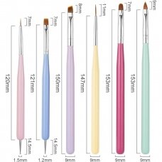 Universal set of professional manicure brushes 6 pcs. MACARON