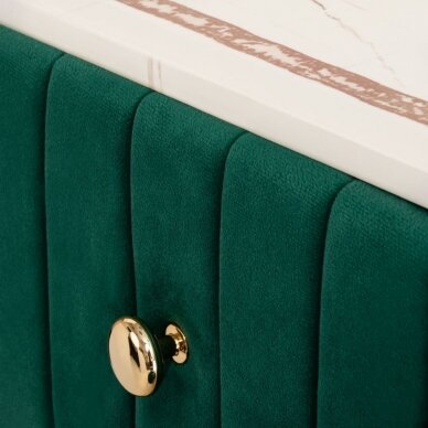 Makiažo staliukas auksiniu rėmu, dekoruotas žalios spalvos veliūru 10