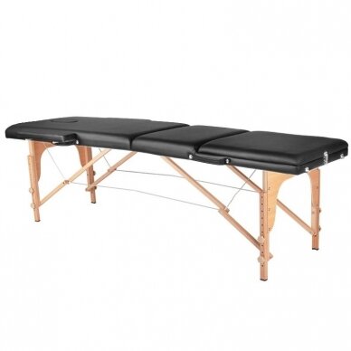 Professional folding massage table WOOD KOMFORT ACTIV FIZJO 3, black color