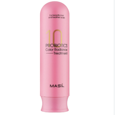 MASIL 10 PROBIOTICS COLOR RADIANCE TREATMENT atkuriamoji plaukų kaukė dažytiems ir pažeistiems plaukams, 300 ml MASIL 10 PROBIOTICS COLOR RADIANCE TREATMENT atkuriamoji plaukų kaukė dažytiems ir pažeistiems plaukams, 300 ml